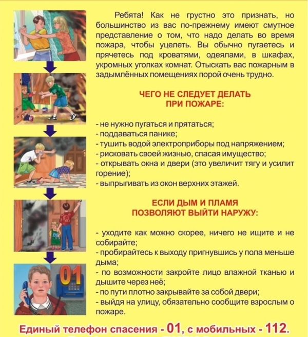Памятка действий при пожаре